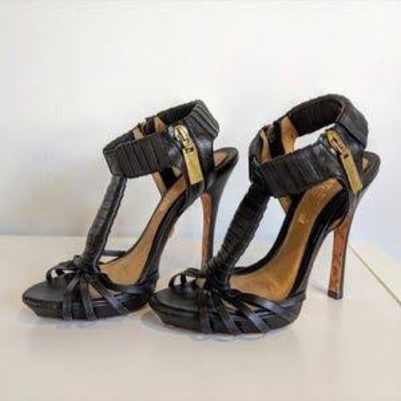 L.A.M.B. Zada Black Strappy Heels - Size 8.5 - Picture 4 of 5